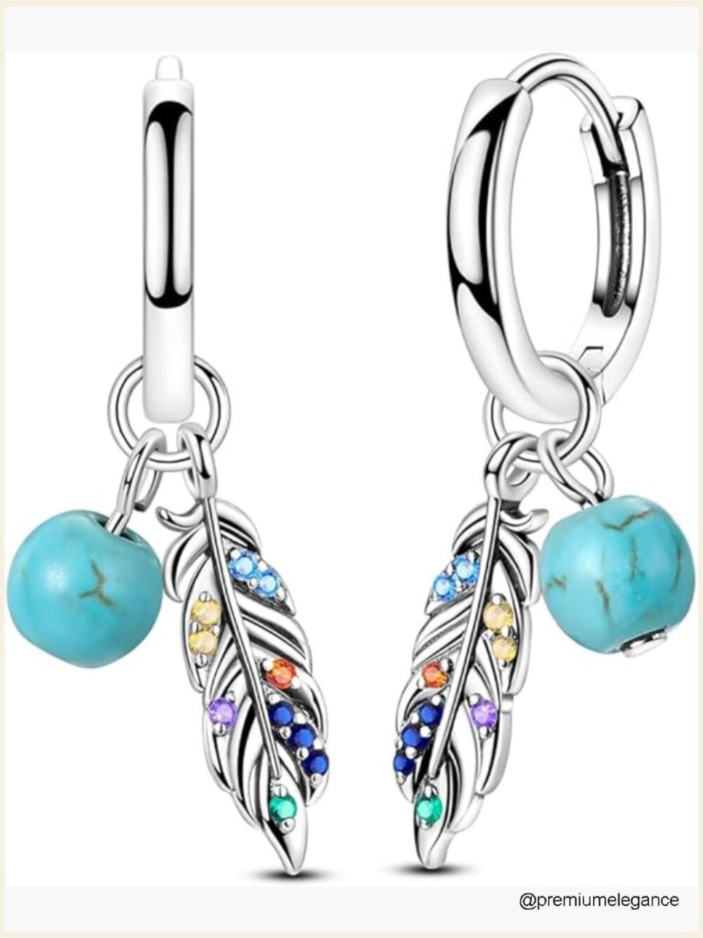 Sterling Silver Dangle Earrings with Cubic Zirconia Huggie Hoops